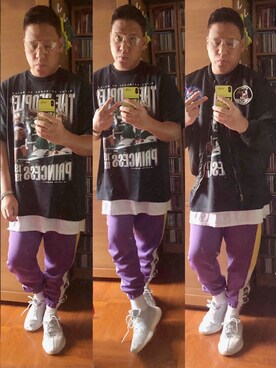 「国潮」｜「アイテム（MA-1）」を使った、Edimundson さん（メンズ・180cm）の冬コーディネート