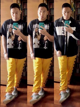 「FILA（フィラ）のアイテム（スタジャン）」を使った、Edimundson さん（メンズ・180cm）の春コーディネート