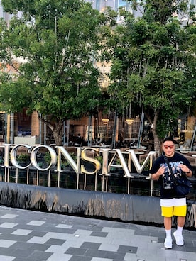 「アイテム（カーゴパンツ、イエロー系）」を使った、Edimundson さん（メンズ・180cm）の春コーディネート