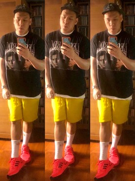 「アイテム（カーゴパンツ、イエロー系）」を使った、Edimundson さん（メンズ・180cm）の春コーディネート