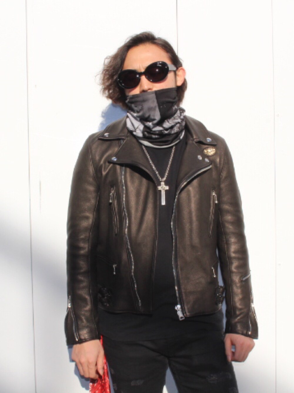 「ライダース、おしゃれさんと繋がりたい、今日のコーデ、ルイスレザー、ルイス(Lui's)」｜「Lewis Leathersのアイテム（ライダースジャケット、ブラック系）」を使った、mapplethorpe1019さん（メンズ・177cm）の冬コーディネートの1枚目の写真