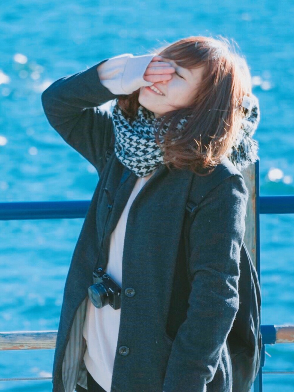 「GU、パーカー、スウェット、pink、ピンク、SWEAT、冬コーデ、カメラ女子、Nikon、カメラ」｜「GUのアイテム（スウェット、ピンク系）」を使った、todanatsu ✂さん（レディース・153cm）の秋コーディネートの1枚目の写真