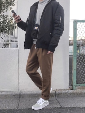 「SEVENDAYS=SUNDAY（セブンデイズサンデイ）のアイテム（MA-1）」を使った、y_aaaさん（メンズ・169cm）の冬コーディネート