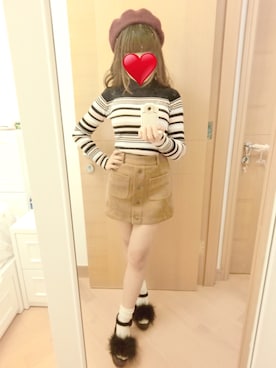 「one after another NICE CLAUP（ワンアフターアナザーナイスクラップ）のアイテム（ニットキャップ/ビーニー）」を使った、Christal Yeungさん（レディース・152cm）の冬コーディネート