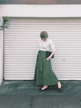 「ticog（ティコグ）のアイテム（スカート）」を使った、ticogさん（レディース・157cm）の春コーディネート