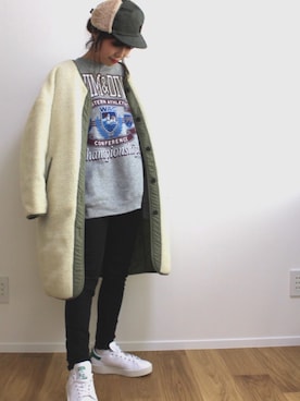 「Alpha Industries（アルファインダストリーズ）のアイテム（ブルゾン）」を使った、yuniさん（レディース・155cm）の冬コーディネート