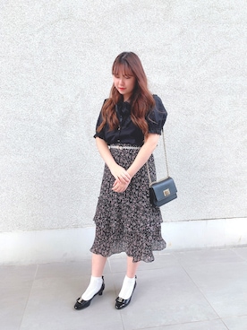 「paravion（パラビオン）のアイテム（スカート、ブラック系）」を使った、Kittyさん（レディース・160cm）の夏コーディネート