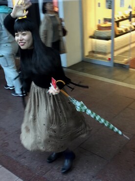 「アイテム（タイツ/ストッキング、ブルー系）」を使った、ますみるくさん（レディース・165cm）の秋コーディネート