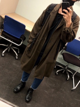 「marka（マーカ）のアイテム（チェスターコート）」を使った、nayutaさん（メンズ・167cm）の冬コーディネート