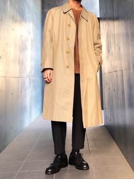 ステンカラーコートを使った キャメル のメンズ人気ファッションコーディネート Wear