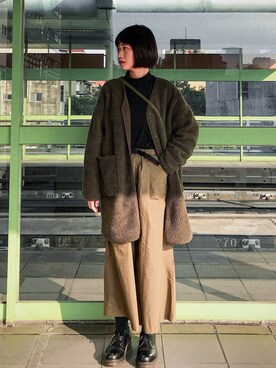 「MUJI」｜「アイテム（その他シューズ）」を使った、UTさん（レディース・163cm）の冬コーディネート