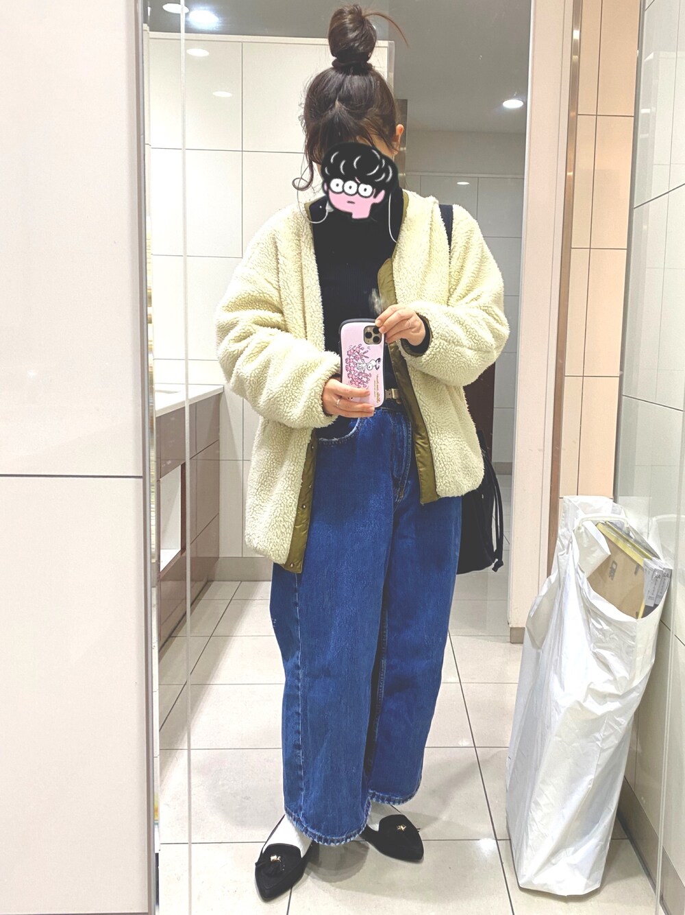 「ORiental TRafficの【3/2(月)13:00まで】【５０％OFF】大人気★タッセルシューズ★4401（パンプス、ブラック系）」を使った、ちゃむさん（レディース・154cm）の冬コーディネートの1枚目の写真