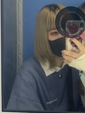 「ブルー x ホワイト」｜「アイテム（スウェット）」を使った、:)さん（レディース・160cm）の春コーディネート