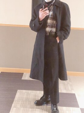 「cashmere（カシミア）のアイテム」を使った、れんさん（メンズ・178cm）の冬コーディネート