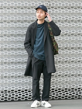 「URBAN RESEARCH（アーバンリサーチ）のアイテム（チェスターコート）」を使った、yukihigashiuraさん（メンズ・172cm）の春コーディネート