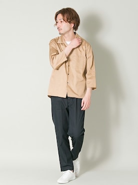 「REPRODUCTION OF FOUND（リプロダクションオブファウンド）のRED SEAM　別注 GERMAN TRAINER（スニーカー）」を使った、yukihigashiuraさん（メンズ・172cm）の春コーディネート