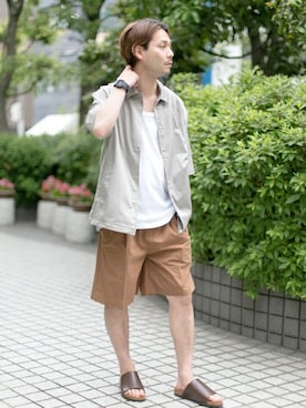 「URBAN RESEARCH（アーバンリサーチ）のアイテム（サンダル）」を使った、yukihigashiuraさん（メンズ・172cm）の夏コーディネート