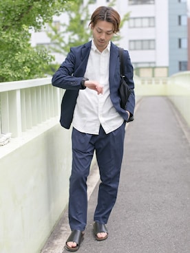 「URBAN RESEARCH（アーバンリサーチ）のアイテム（サンダル）」を使った、yukihigashiuraさん（メンズ・172cm）の夏コーディネート