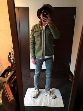 「markaware（マーカウェア）のアイテム（ミリタリージャケット）」を使った、ロックさん（メンズ・170cm）の冬コーディネート