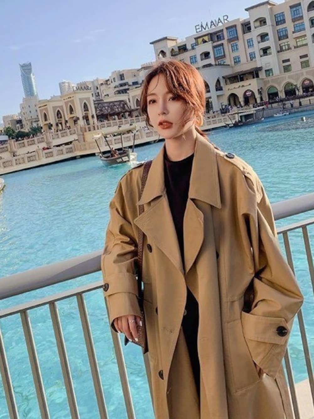「アウター、トレンチコート、秋、オトナカジュアル、秋冬、オトナ女子」｜「HALEY PESCAのHALEY PESCA/オーバーサイズロングトレンチコート（トレンチコート、ベージュ系）」を使った、CERCAさん（レディース・160cm）の秋コーディネートの1枚目の写真