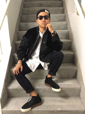 「STUDIOUS（ステュディオス）のアイテム（MA-1）」を使った、PB Kohさん（メンズ・170cm）の秋コーディネート