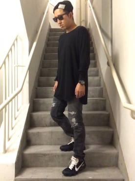 「オフホワイト」｜「アイテム（ニットキャップ/ビーニー）」を使った、PB Kohさん（メンズ・170cm）の秋コーディネート
