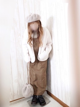 「ベレー帽推奨委員会」｜「アイテム（その他アウター）」を使った、KORO☺︎さん（レディース・152cm）の冬コーディネート