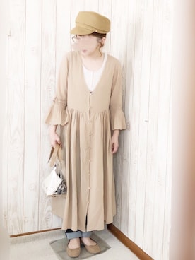 「アイテム（トートバッグ、レッド系）」を使った、KORO☺︎さん（レディース・152cm）の春コーディネート