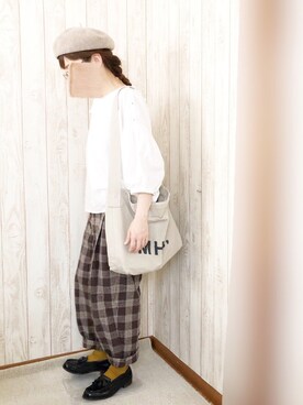 「152cm」｜「アイテム（ハンチング/ベレー帽）」を使った、KORO☺︎さん（レディース・152cm）の秋コーディネート