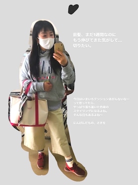 「アイテム（パーカー）」を使った、sakittyさん（レディース・162cm）の秋コーディネート