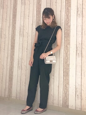 「MOUSSY（マウジー）のアイテム（つなぎ/オールインワン）」を使った、hitomiさん（レディース・168cm）の夏コーディネート