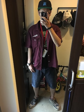「nitraid（ナイトレイド）のアイテム（トップス）」を使った、FULLMoon1212!さん（メンズ・183cm）の春コーディネート