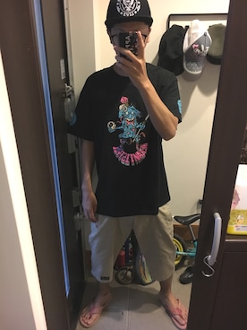 「IPATH（アイパス）のアイテム（ビーチサンダル）」を使った、FULLMoon1212!さん（メンズ・183cm）の夏コーディネート