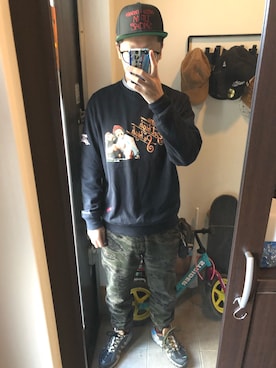 「Back Channel（バックチャンネル）のアイテム（スウェット）」を使った、FULLMoon1212!さん（メンズ・173cm）の冬コーディネート