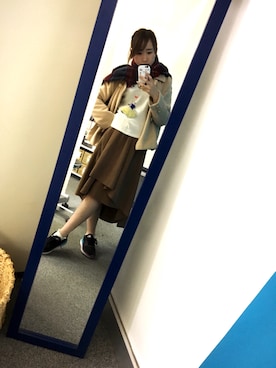 「one way（ワンウェイ）のアイテム（スカート、ベージュ系）」を使った、kichanさん（レディース・161cm）の冬コーディネート