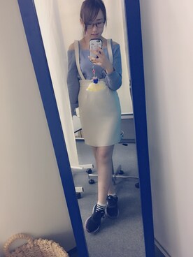 「TITTY&CO.（ティティーアンドコー）のアイテム（スカート、ベージュ系）」を使った、kichanさん（レディース・161cm）の冬コーディネート