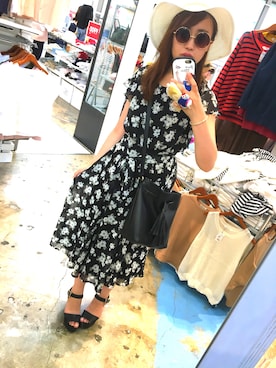 「one way（ワンウェイ）のアイテム（ワンピース、ブラック系）」を使った、kichanさん（レディース・161cm）の夏コーディネート
