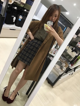 「GU（ジーユー）のアイテム（ジャケット/アウター、ブラウン系）」を使った、kichanさん（レディース・161cm）の秋コーディネート