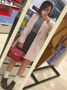 「one way（ワンウェイ）のアイテム（チェスターコート）」を使った、kichanさん（レディース・161cm）の秋コーディネート
