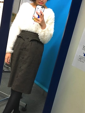 「one way（ワンウェイ）のアイテム（スカート、ブラウン系）」を使った、kichanさん（レディース・161cm）の冬コーディネート