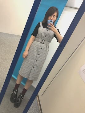 「INGNI（イング）のナロージャンスカ／b（ワンピース、グレー系）」を使った、kichanさん（レディース・161cm）の秋コーディネート