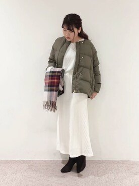 「Te chichi（テチチ）のアイテム（ダウンジャケット/コート）」を使った、mina   muroyaさん（レディース・153cm）の冬コーディネート