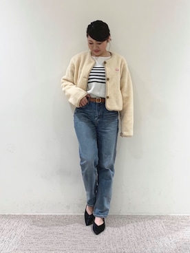 「Vincent et Mireille（バンソンエミレイユ）のアイテム（ジャケット/アウター）」を使った、mina   muroyaさん（レディース・153cm）の冬コーディネート