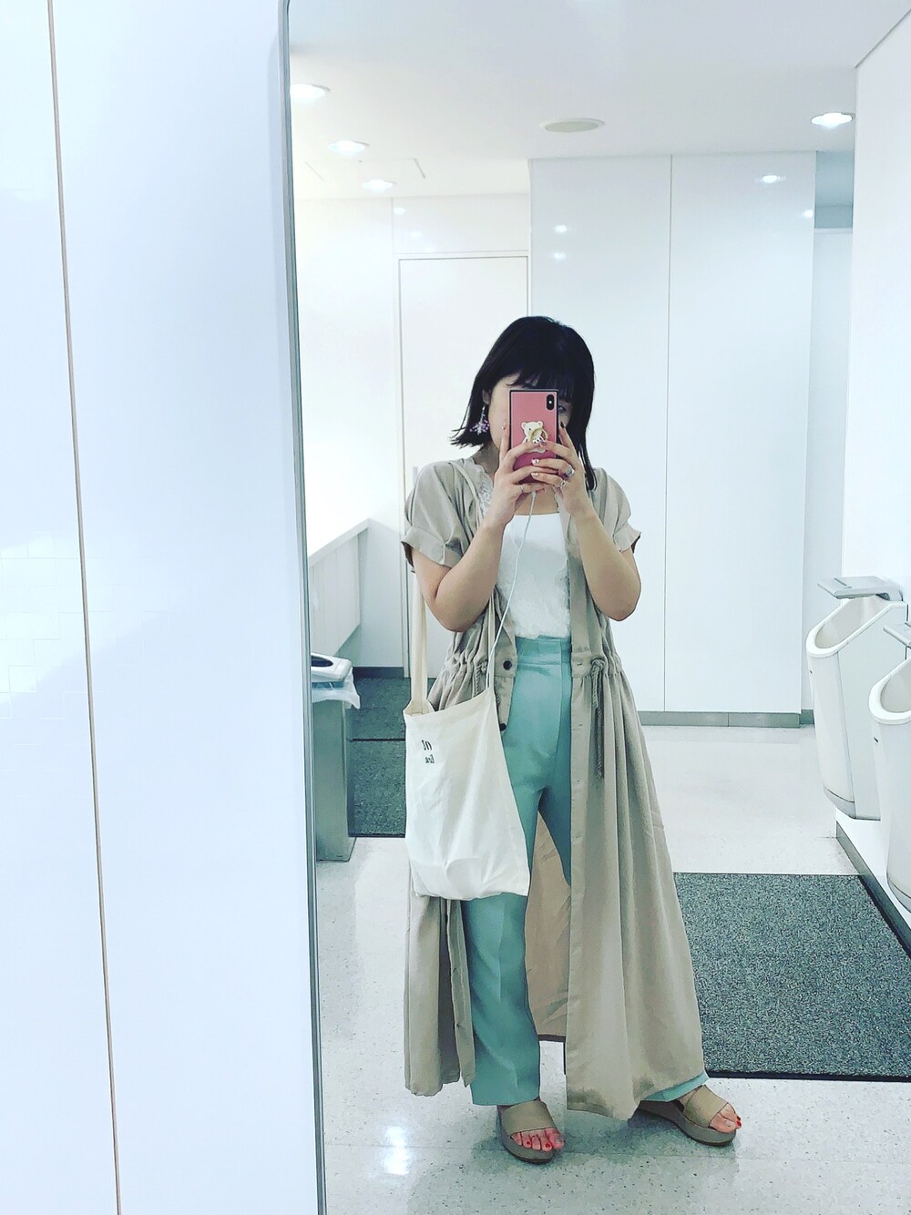 「夏コーデ、ootd、楽チンコーデ、低身長、オトナ女子、mystic、mysticstaff」｜「mysticのセンタープレスセミフレアパンツ（その他パンツ、グリーン系）」を使った、Fumika🌷さん（レディース・155cm）の夏コーディネートの1枚目の写真