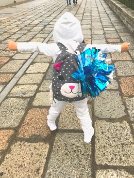 「GAP（ギャップ）のアイテム（バックパック/リュック）」を使った、あんちゃん☆ちぃこ♡さん（キッズ・110cm）の冬コーディネート