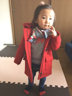 「babygap」｜「アイテム（ダッフルコート）」を使った、ricoooさん（キッズ・80cm）の冬コーディネート