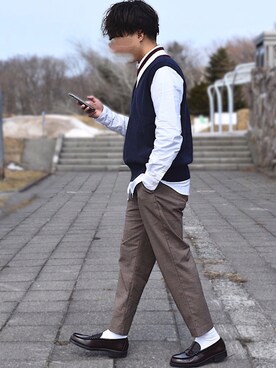 「平成最後のWEARISTAセンバツ」｜「アイテム（ローファー）」を使った、¥u-d@!さん（メンズ・168cm）の春コーディネート