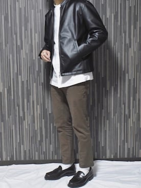 「URBAN RESEARCH Sonny Label（アーバンリサーチサニーレーベル）のアイテム（ライダースジャケット）」を使った、¥u-d@!さん（メンズ・168cm）の冬コーディネート