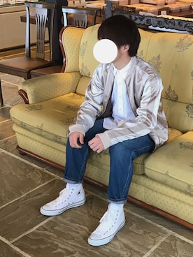 「靴下チラ見せ」｜「アイテム（ブルゾン）」を使った、そーさん（メンズ・165cm）の春コーディネート