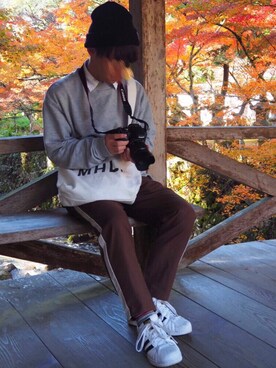 「Lee（リー）のアイテム（ニットキャップ/ビーニー）」を使った、そーさん（メンズ・165cm）の秋コーディネート